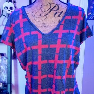 Merona Orange and Gray Patterned Short Sleeve Tee